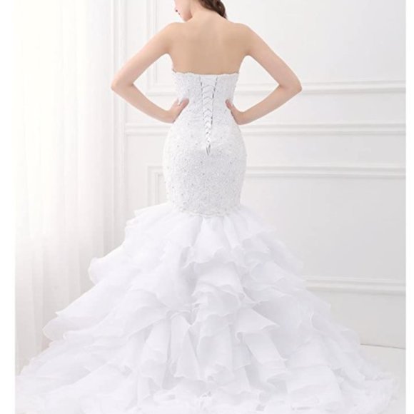 Strapless Mermaid Sweetheart Wedding Gown with Lace Bodice-Brand New-Never Worn - Picture 2 of 10